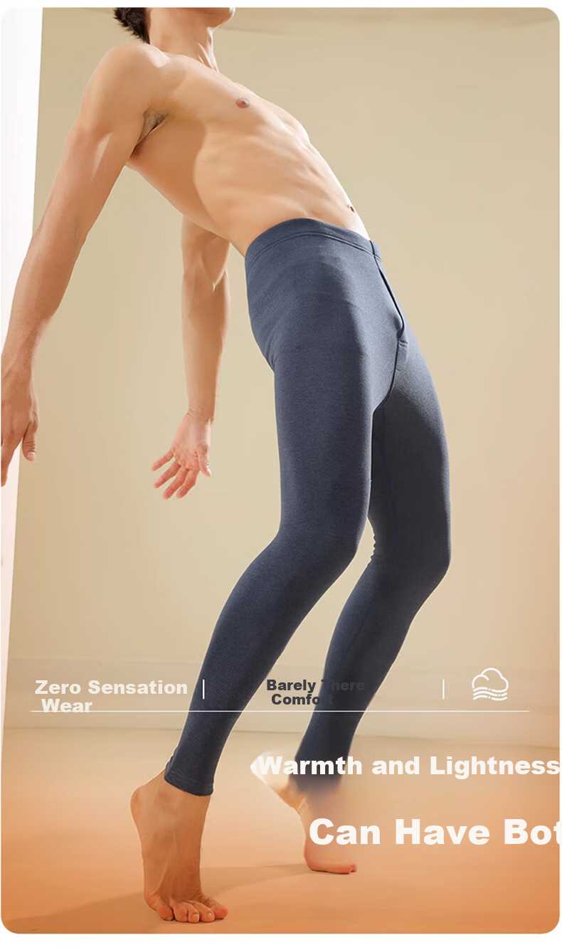 LangSha Men's Thermal Wool and Silk Long Johns 2-Pack, Grade 7 Antibacterial and Anti-Mite, Reversible Fleece-Lined Warm Pants 6