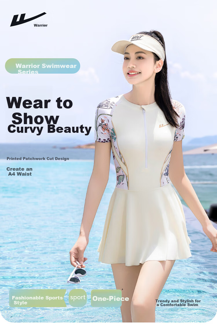 Huili One-Piece Swimsuit for Women, Plus Size, Slimming, Conservative, Suitable for Hot Springs, Swimwear 15011H1L White L 1