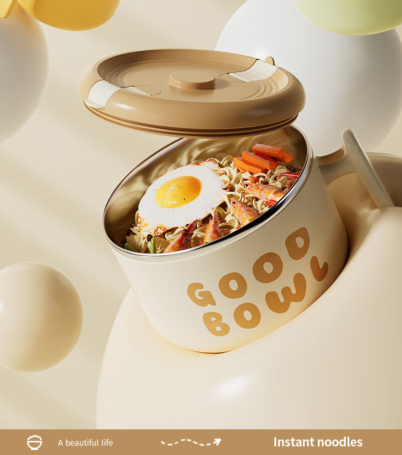 Ymer Large Capacity Stainless Steel Instant Noodle Bowl with Lid and Drainage for Dormitory Students and Office Workers 28