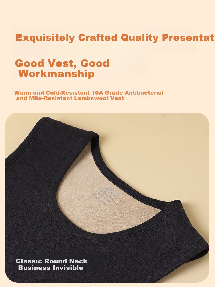 LangSha Men's Thermal Antibacterial Anti-Mite Fleece-Lined Thickened Sleeveless Base Layer Vest Autumn Winter Heat Retaining Close-Fitting Top 14