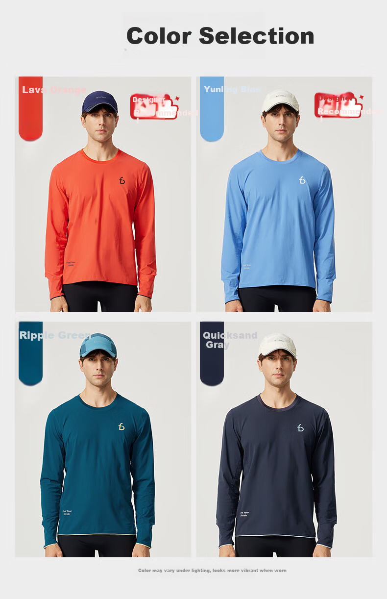 Feibit [Cotton Feel Long Sleeve 2.0] Men's Autumn Winter Breathable Running Sports Top Quick-Dry Base Shirt Ripple Green L 10