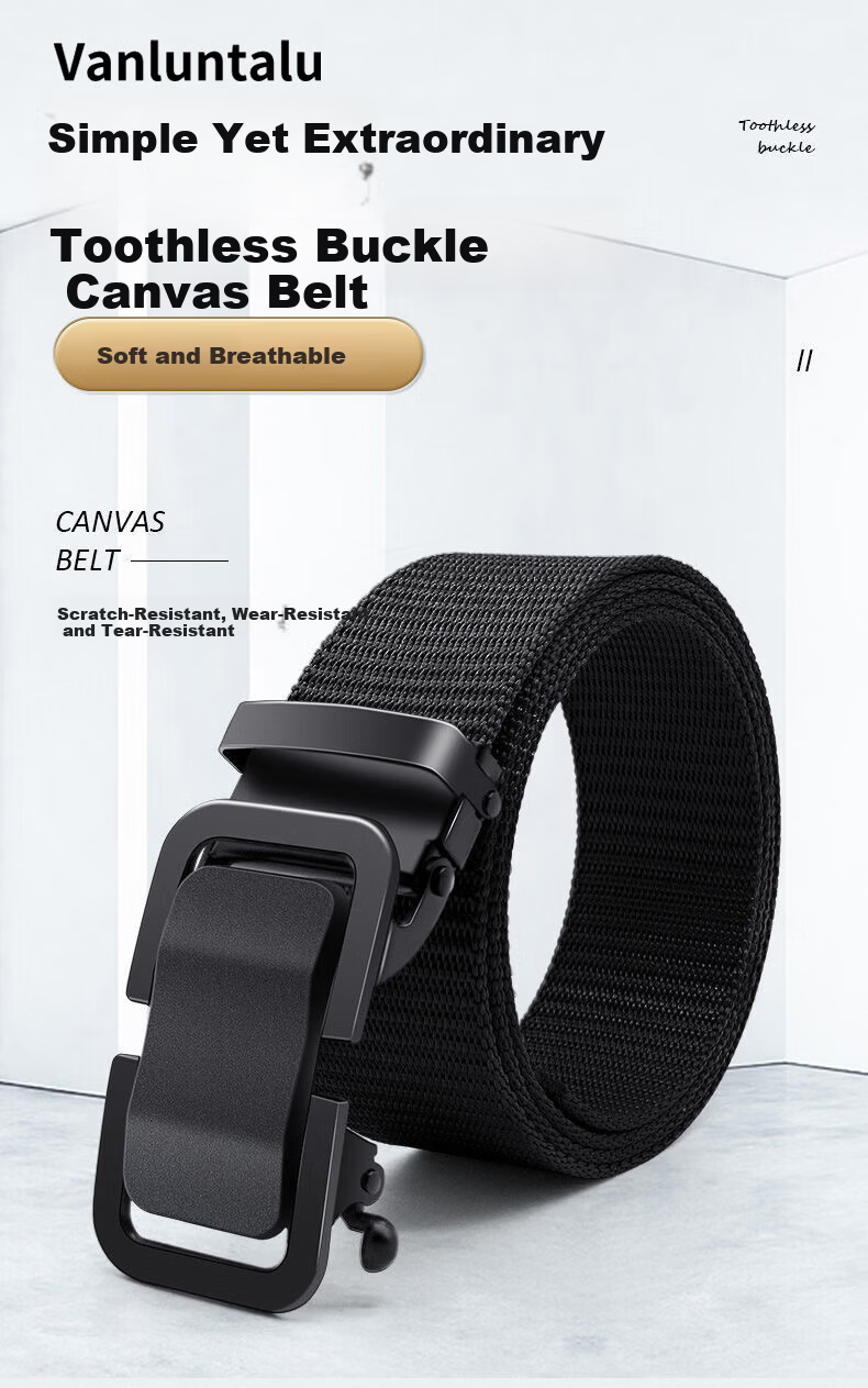 HOCR Men's Automatic Buckle Outdoor Climbing Casual Canvas Belt Trendy Versatile Simple Tactical Denim Belt 2