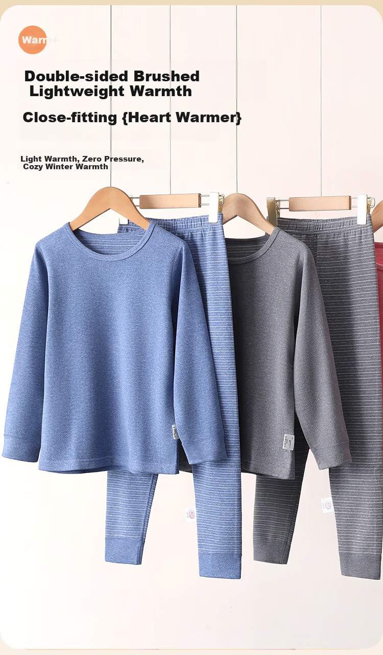 LangSha Kids Thermal Underwear Set Girls Autumn Winter Cashmere Silk Heated Base Layer Pajamas for Older Children 2