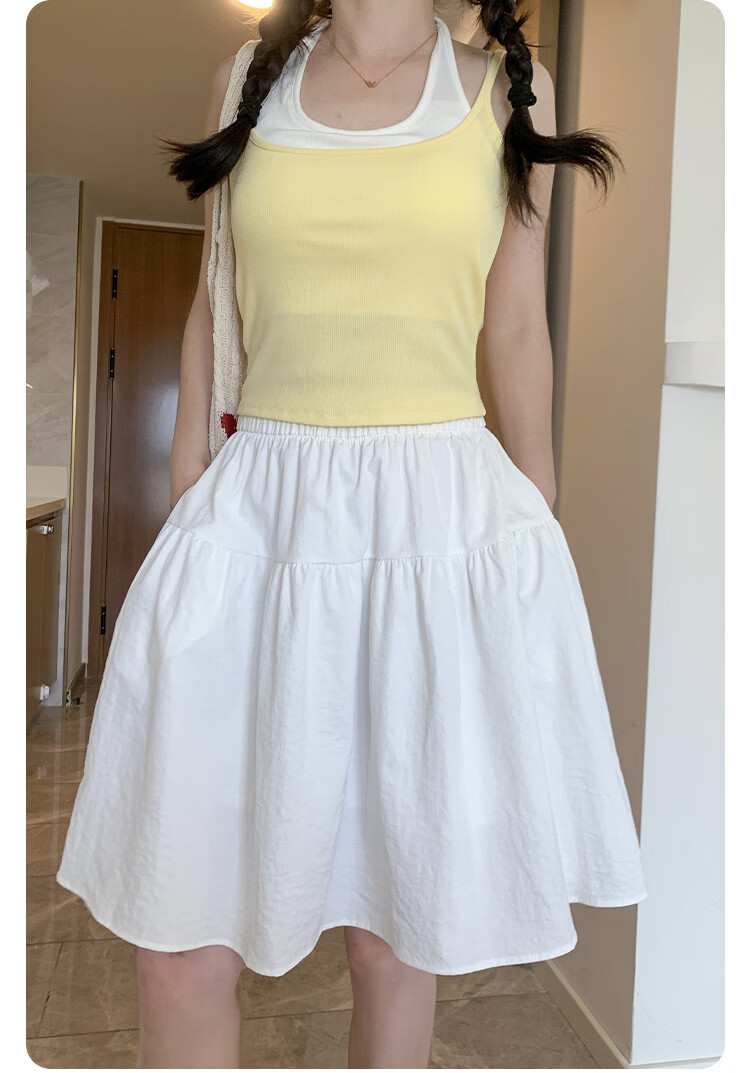 Borui Women's Summer Skirt 2026 New Thin Japanese Casual High-Waist A-Line Anti-Exposure Mid-Length Skirt 11