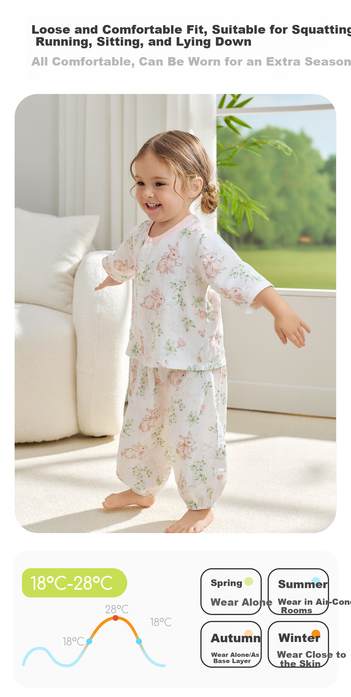 JOYNCLEON Kids Bamboo Cotton Gauze Pajamas Spring Summer Baby Homewear Set Boys Girls Air Conditioning Clothes Jyf195982 14