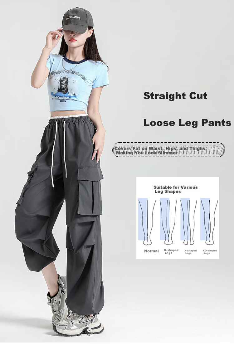 Free Style Women's Cargo Pants Summer Thin 2026 New High Waist Slim Drawstring Jogger Paratrooper Wide Leg Hiking Casual Pants 7
