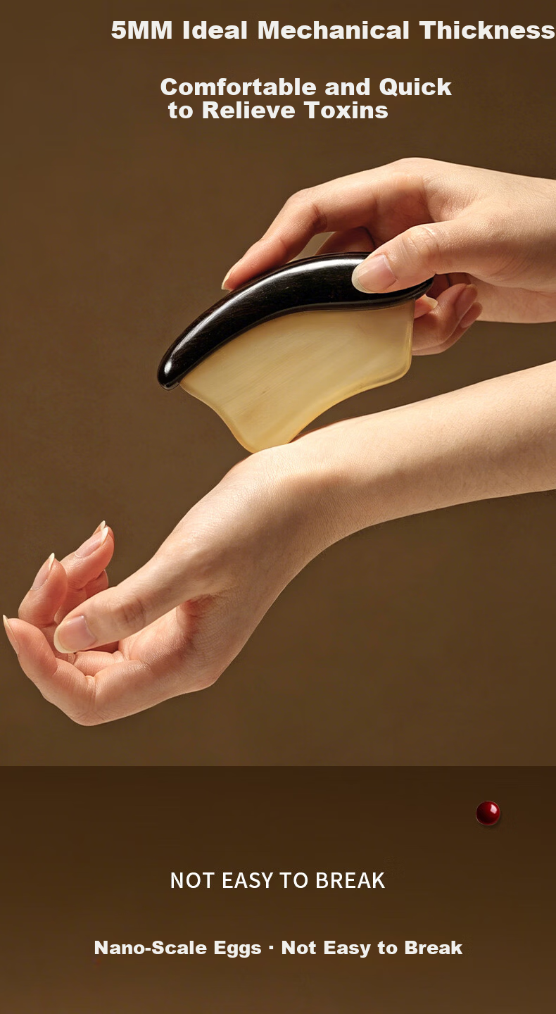 Chaojun Natural Sheep Horn Gua Sha Board Sandalwood Facial and Full Body Massage Mother's Day 520 Gift for Mom Wife Girlfriend 8