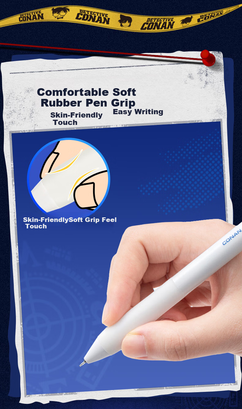 AIHAO [Back to School Essential] Detective Conan Erasable Gel Pen, 0.5mm Retractable Tip, ST Head, Elementary School Student Handwriting Practice, Thermal Erasable Pen, Black, Cona 9