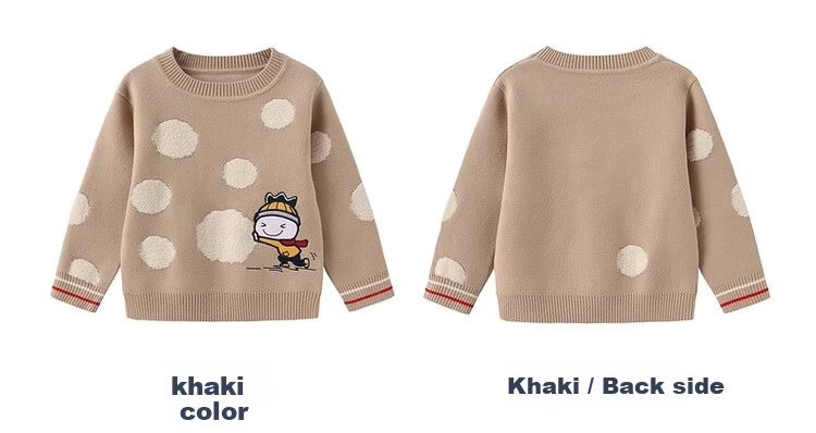 Allo&lugh Alu and Ru Boys' Sweater Knit Pullover Crew Neck Casual Khaki 130 10