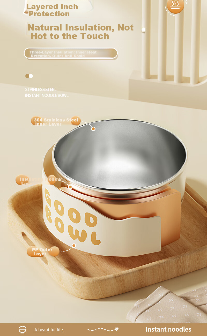 Ymer Large Capacity Stainless Steel Instant Noodle Bowl with Lid and Drainage for Dormitory Students and Office Workers 10