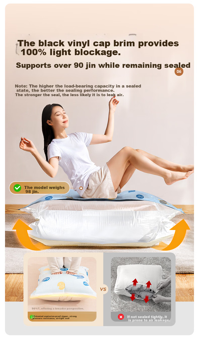 Taili Antibacterial Vacuum Compression Storage Bags Large Capacity Clothes Packing Organizer Bags for Baby Clothes and Quilts, 5 Extra Large Size 10