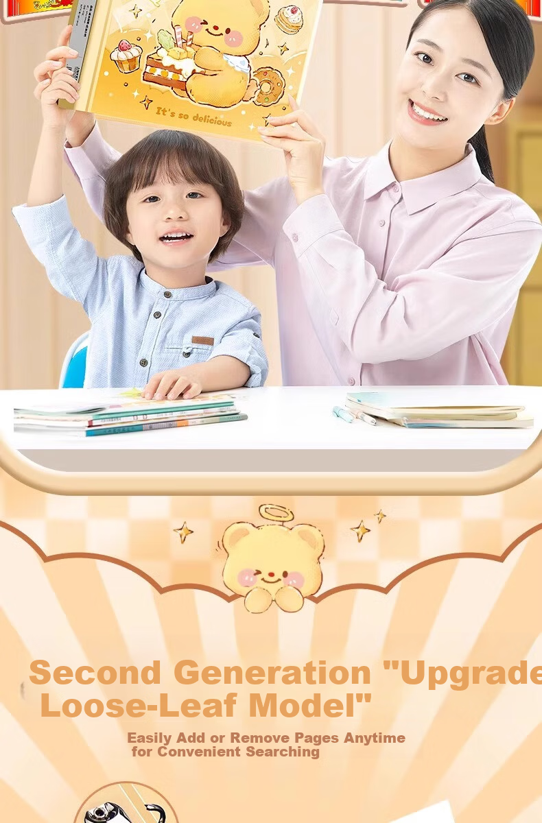 Shuxing A4 Growth File Record Book Loose-leaf DIY Manual Kindergarten Baby Transparent Photo Album Commemorative Certificate Collection Book Boys Girls Art Work Photo Storage Book 3