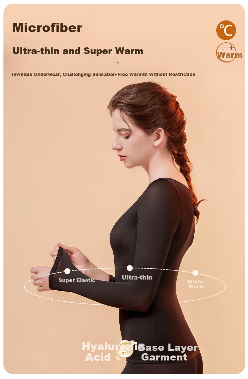 MOXTOC Ultra-Thin Thermal Underwear Set for Women Autumn Winter Yoga Dance Heat Energy Base Layer Top and Bottom 5