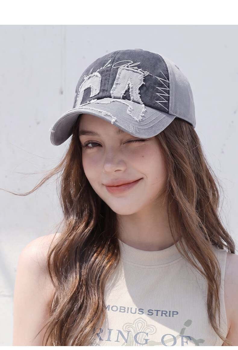 CACUSS Women's Summer Fashion Trendy Colorblock Distressed Edge Baseball Cap Outdoor Sun Hat Pink Purple 6
