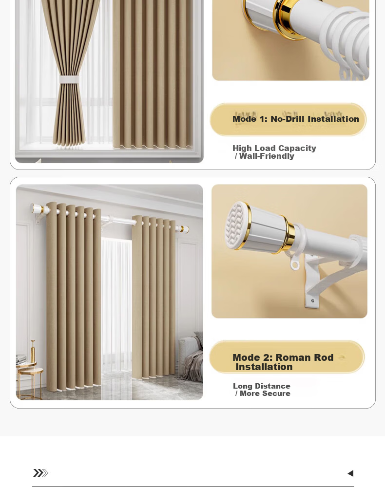 A Li No-Drill Telescopic Roman Curtain Rod Single Curtain Support Rod Gray 2.1*2.6m 4