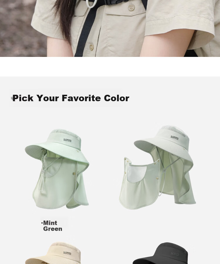 EFZ Women's Summer Sun Protection Hat UV Protection Face and Neck Cover Integrated Fisherman Hat for Fishing and Mountaineering 16
