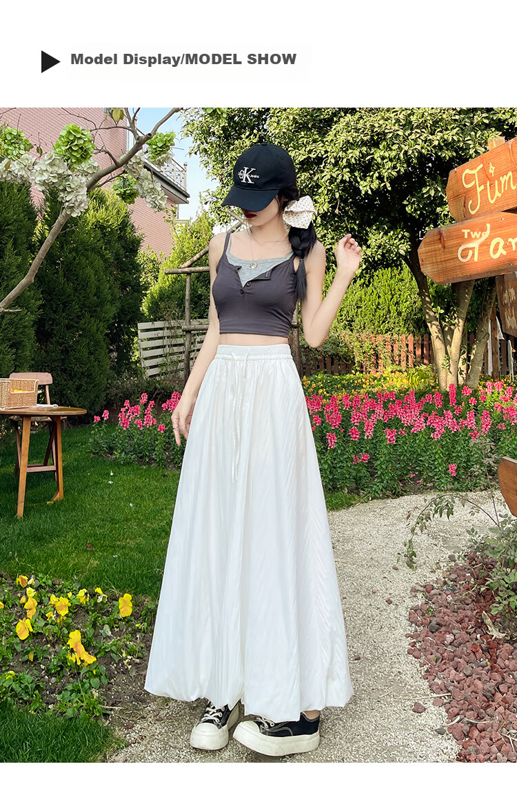 Free Style Bud Half Skirt Women 2026 Summer New Elastic High Waist Draped Slim Lantern Skirt Lazy A-Line Mid-Length Skirt 12