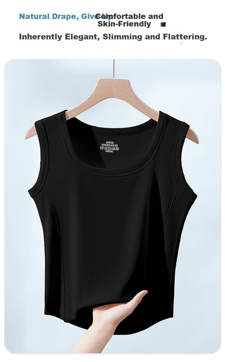 Yiershuang Women's Summer Thin Ribbed Slim Fit Tank Top, Stylish Back, Versatile Innerwear and Outerwear Camisole 7