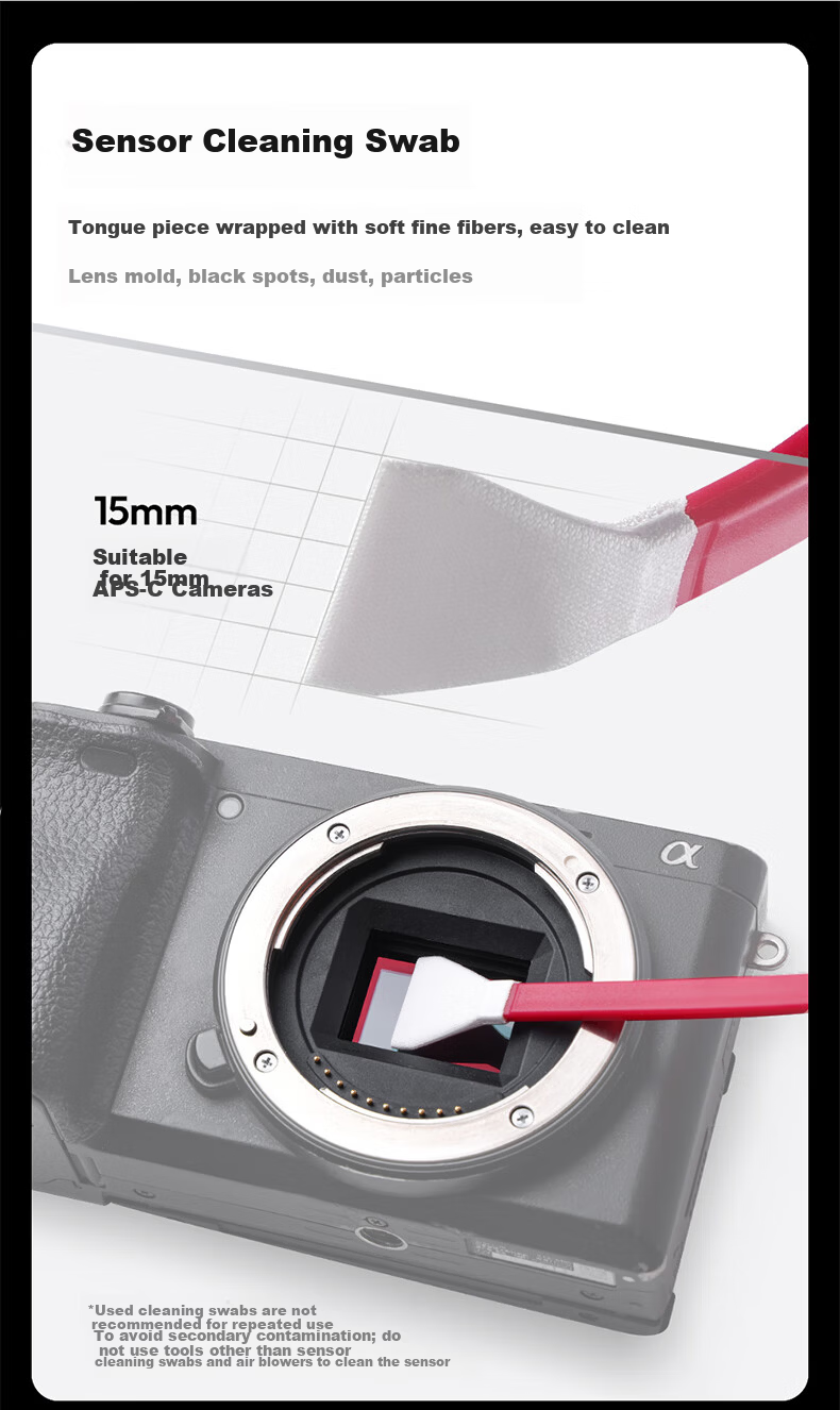 Ulanzi 10-in-1 Camera Cleaning Kit for Sony Canon Nikon Fuji CCD CMOS Sensor Cleaning Swabs Lens Cleaning Cloth Cleaner Soft Brush Silicone Air Blower 4