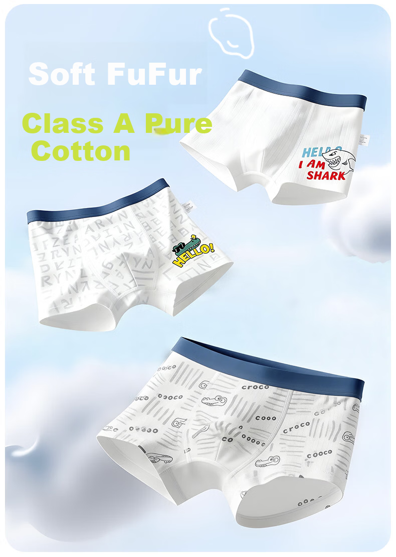 Modal Boys' Summer Underwear 100% Cotton A-Class Boxer Shorts for Older Children, No Pinching, Student Four-Point Shorts 2