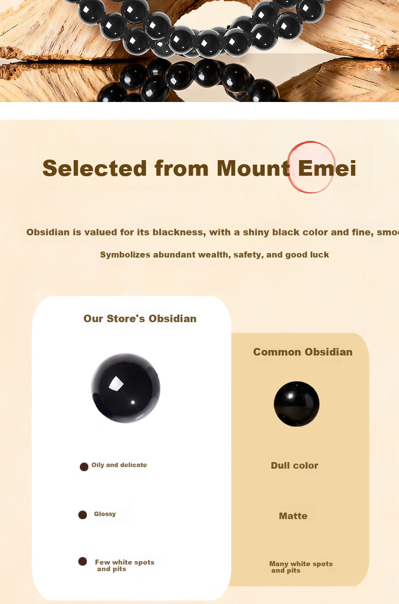 Emei Mountain Obsidian Bracelet Unisex Tiger Eye Stone Wristband Gift for Friends Mother's Day 3
