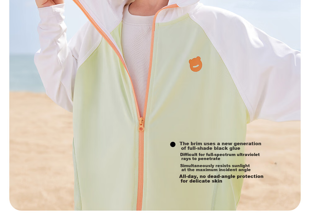 Betis Kids Sunscreen Jacket 3-4 Years Summer Coat Cape Boys Girls Cooling Breathable Sun Protection Hooded Jacket 15