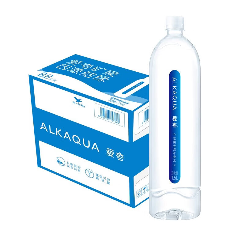 统一 爱夸天然矿泉水 1.5L*8瓶 整箱装泡茶煮饭（新老包装随机发货）