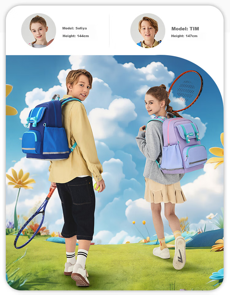 MoonRock PCT Flagship Model Primary School Children's Backpack Large Capacity Bag for Grades 3-6 Poseidon Blue 18