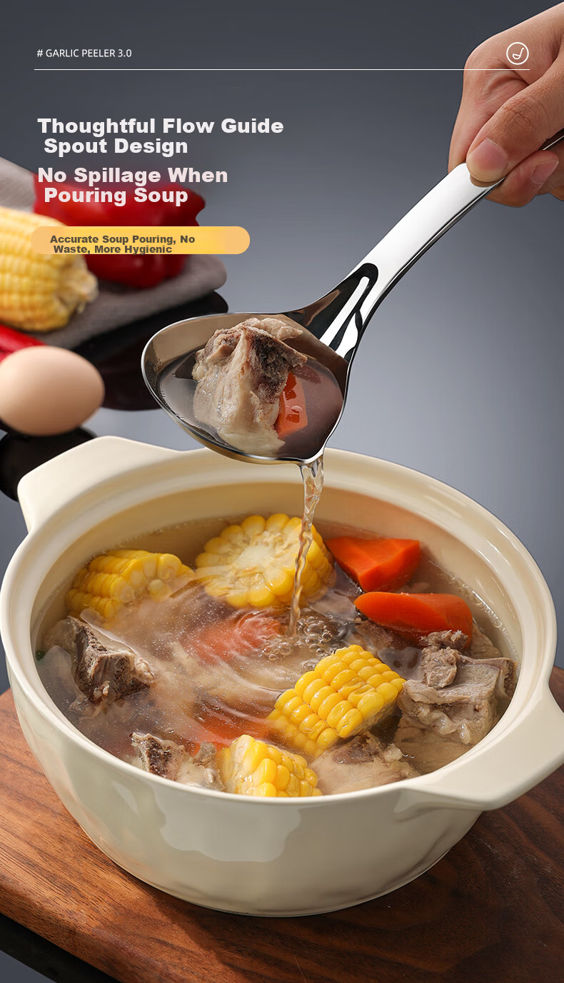 Newair 316 Stainless Steel Soup Ladle Food Grade Deep Short Handle Large Thickened Porridge Spoon 8