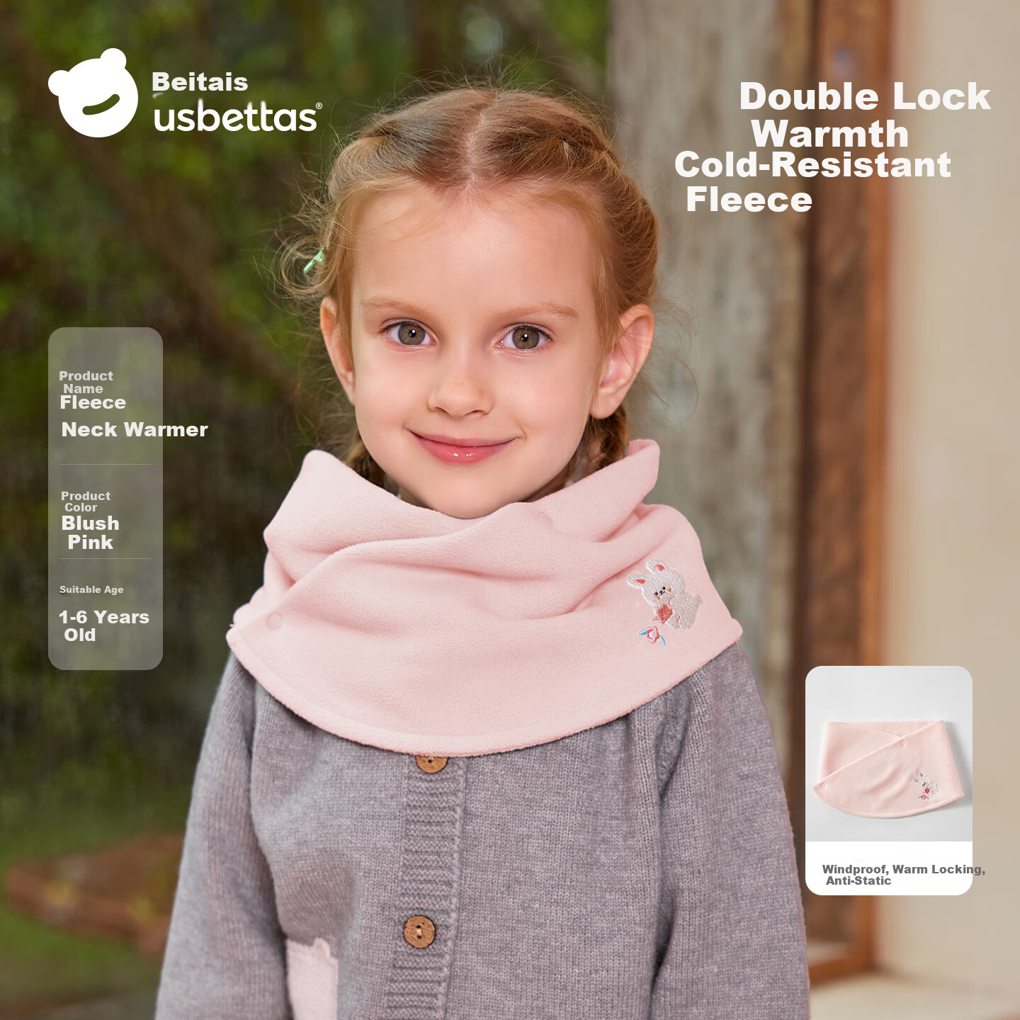 Beitais Children's Scarf Autumn Winter Baby Neck Warmer Windproof Fleece Neck Gaiter for Boys and Girls