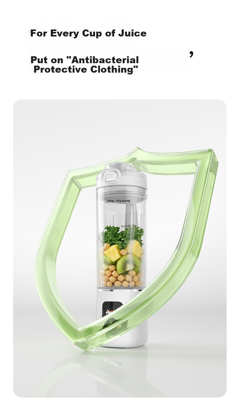 Joyoung Juicer Cup Slim Waist Small Blender Fruit and Vegetable Juice Smoothie Food Processor Home Camping Rechargeable Wireless Portable Juicer LJ670 Blue 17