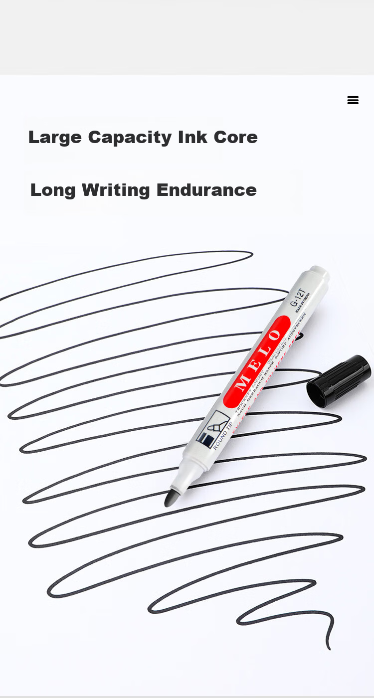 Jufu Black Double-Ended 0.5mm/1.2mm Oil-Based Marker Pen Office Logistics Express Meeting Signature Marker Student Children's Art Liner Pen 10pcs/Box 3