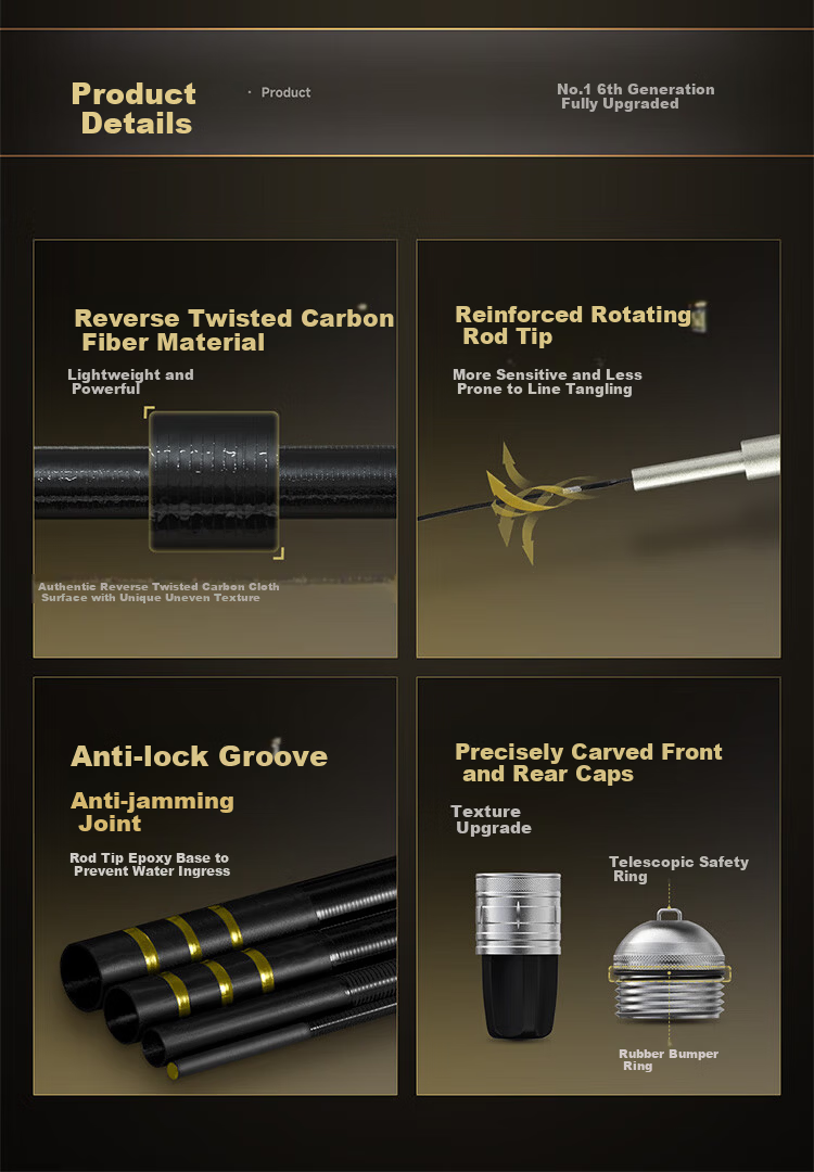 Handing No.1 6th Generation Ultra-Light Carbon Fiber Fishing Rod for Crucian Carp Angling 12