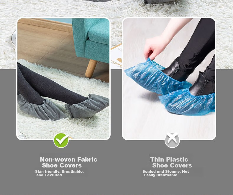 Deli Non-woven Large Waterproof Shoe Covers for Machine Room Home Use Disposable Dustproof Breathable Indoor Thickened Non-slip Shoe Covers 40pcs Gray 19800 6