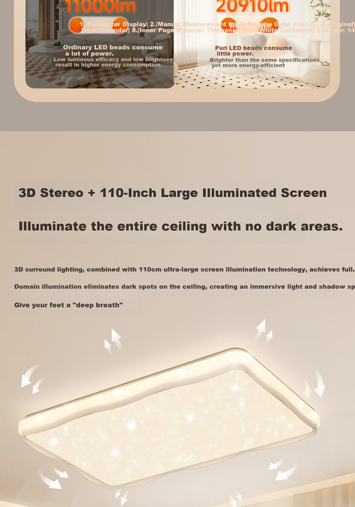 Kuka LED Ceiling Light Cream Style Eye Protection Cree Source Living Room Bedroom 50cm Round - Three Colors [Installation Included] 20