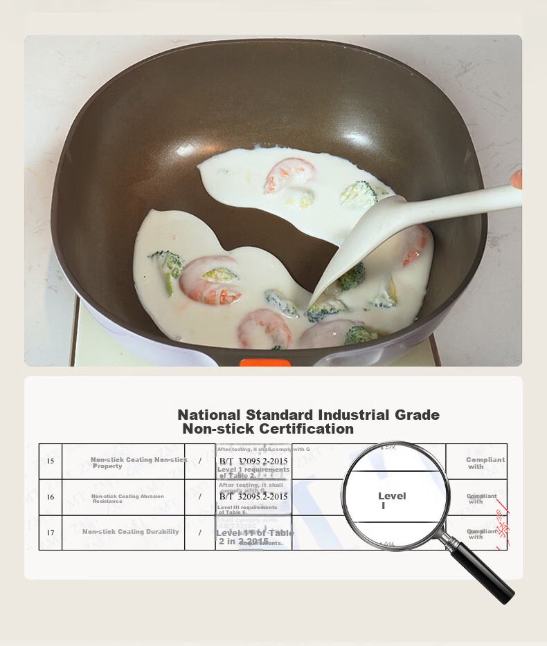 Joyoung 32cm Titanium Non-Stick Square Round Wok Multi-Functional Large Capacity Stove-Compatible Home Cooking Pan 5