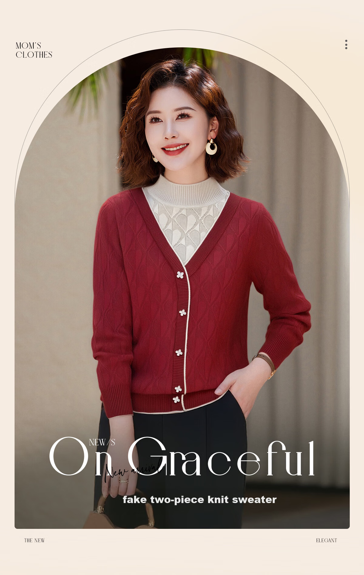 Yuzhaolin Mom Elegant Two-Piece Knit Sweater 2025 Autumn Winter Middle-Aged Women's Base Shirt Y53Z143 1