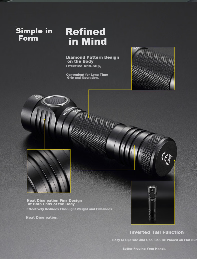 NITECORE E4K High Brightness Rechargeable Compact Flashlight Outdoor Hiking Mountaineering Portable EDC Emergency Light 15