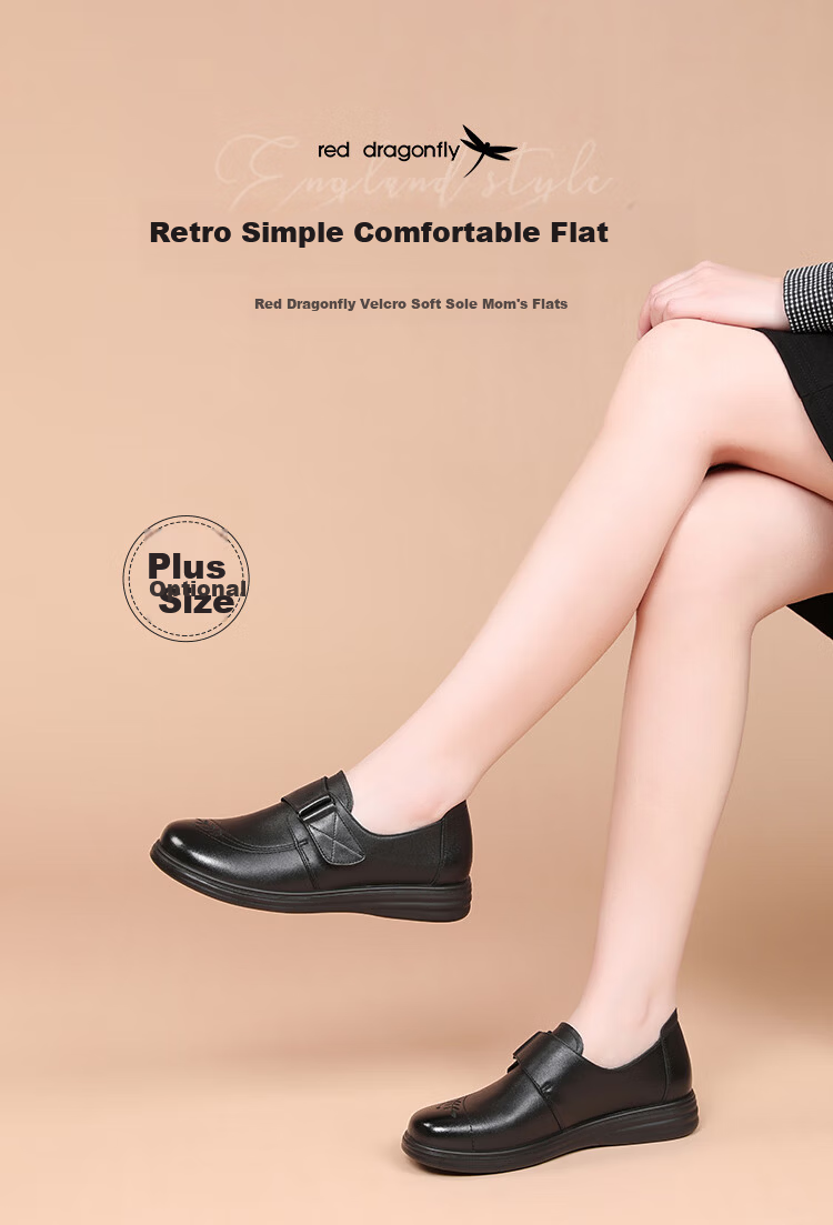 Red Dragonfly Women's New Breathable Slip-On Leather Flats Casual Work Shoes WTB352021 Black Size 41 1