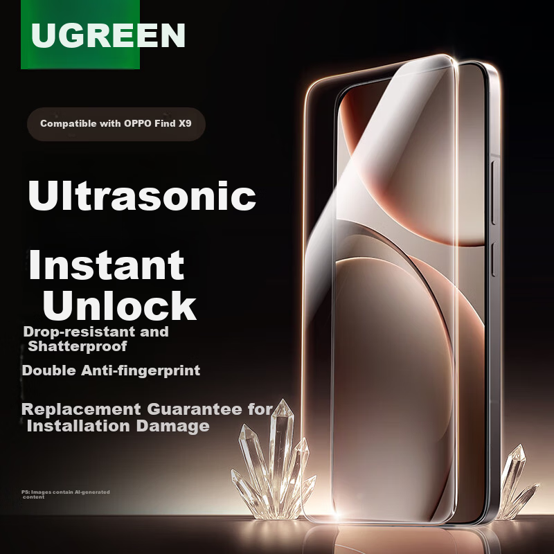UGREEN Tempered Glass Screen Protector for OPPO Find X9 Full Screen HD Anti-Fingerprint Explosion-Proof Drop-Resistant Sensitive Touch Film 95924