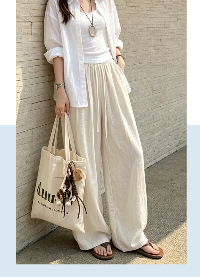 Langsha Linen Wide-Leg Pants for Women 2026 New Summer Thin High-Waist Breathable Relaxed Casual Curved Leg Pants 17