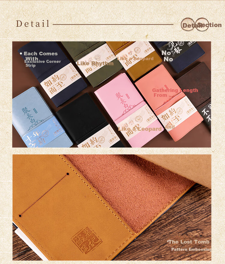 Kinbor Tomb Notes 10th Anniversary PU Stamping Notebook Pad Collection Travel Stamp Album Journal Blank Check-in Scenic Spot Stamp Book DT53446 15