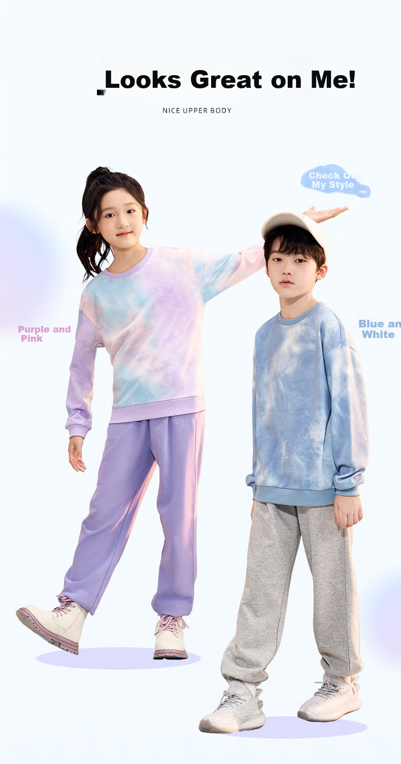 TonLion Girls Tie-Dye Sweatshirt Spring and Autumn Thin Printed Crewneck Sweatshirt for Older Kids New Pink Purple 160 10