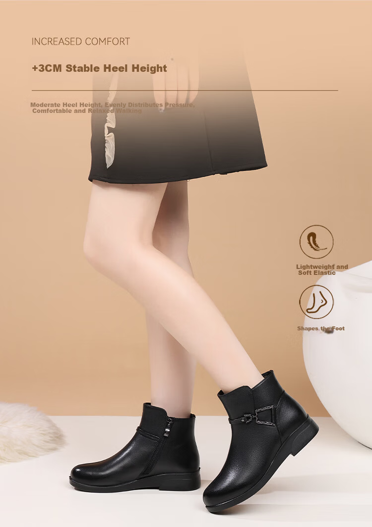 Red Dragonfly Women's Winter Warm Fleece-Lined Cotton Shoes Middle-Aged and Elderly Comfortable Soft Sole Ankle Boots WTC457491H Black Size 38 6