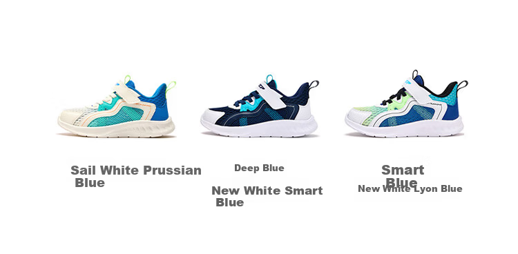 Xtep Mesh Breathable Kids' Sports Shoes with Stability Support and Velcro Running Shoes Smart Blue/New White/Lyon Blue Size 32 7