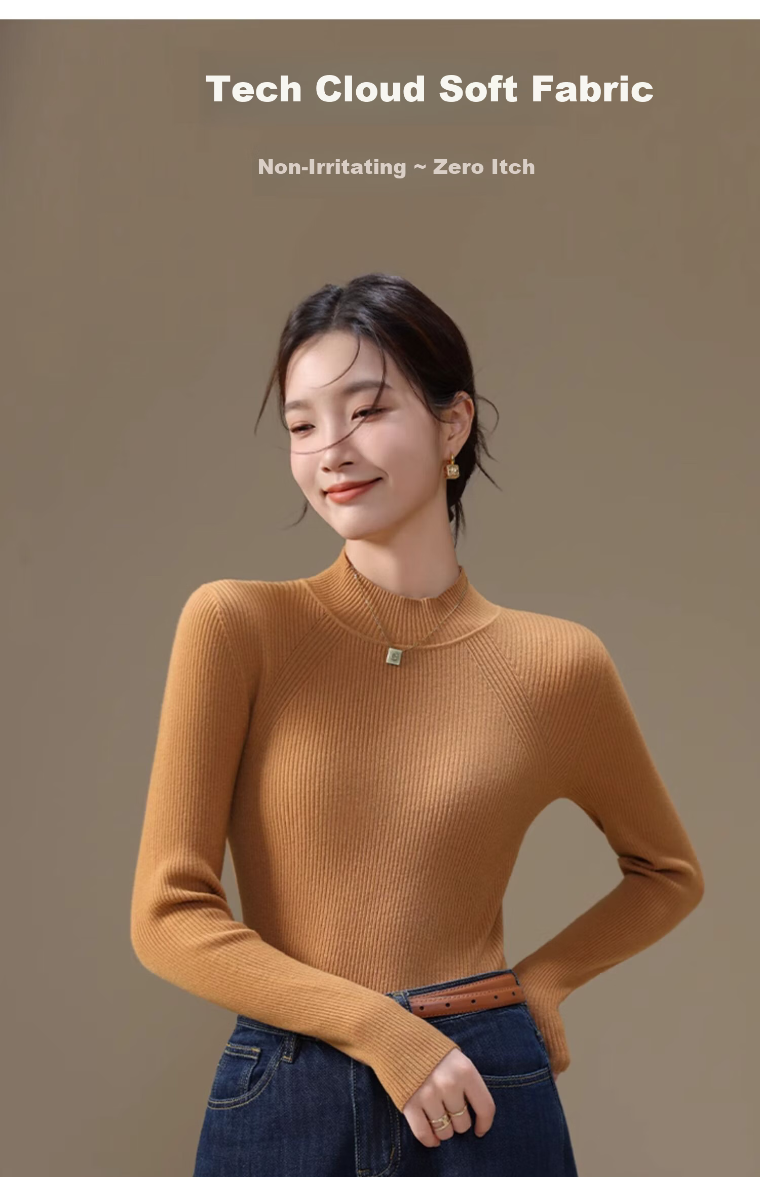 YUZHAOLIN Women's Half Turtleneck Knit Base Shirt Autumn Winter Inner Wear Little Chanel Style Sweater Black 5