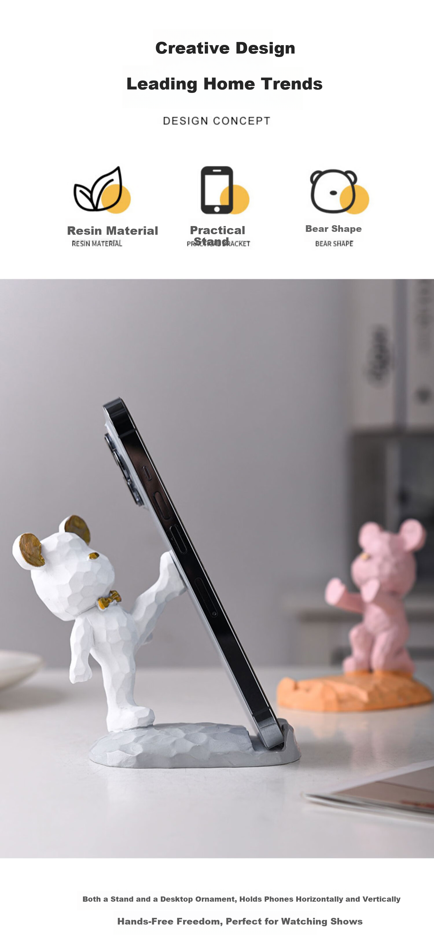 Youjialiangpin Strawberry Bear Phone And Tablet Stand, Office Desk Decoration, Cute Cartoon Style for Instagram 1
