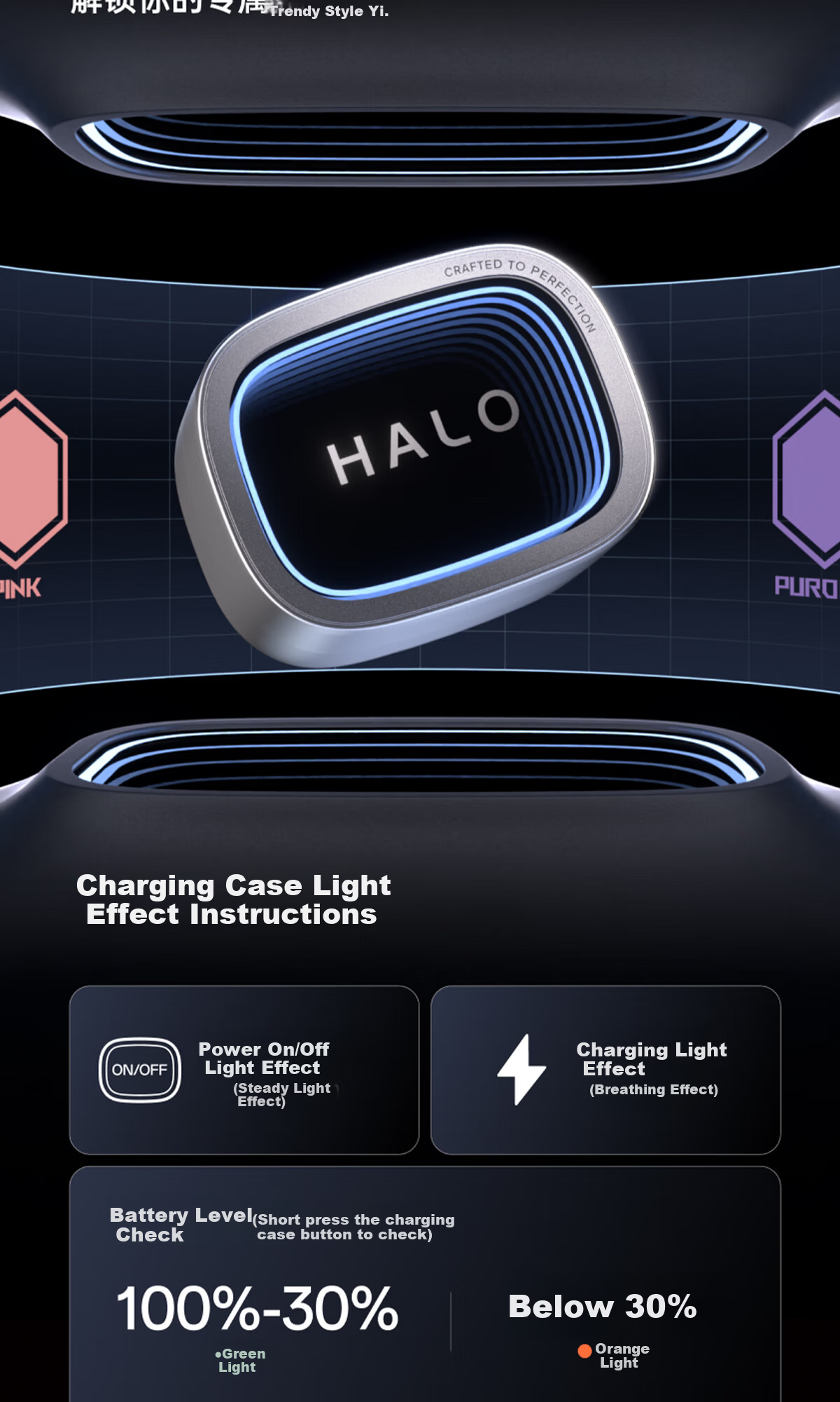 EDIFIER Halo Buds Abyss Cyber Trend Semi-In-Ear Bluetooth Earphones RGB Lighting Long Battery Life Low Latency Compatible with Apple Huawei Xiaomi Dawn White 6