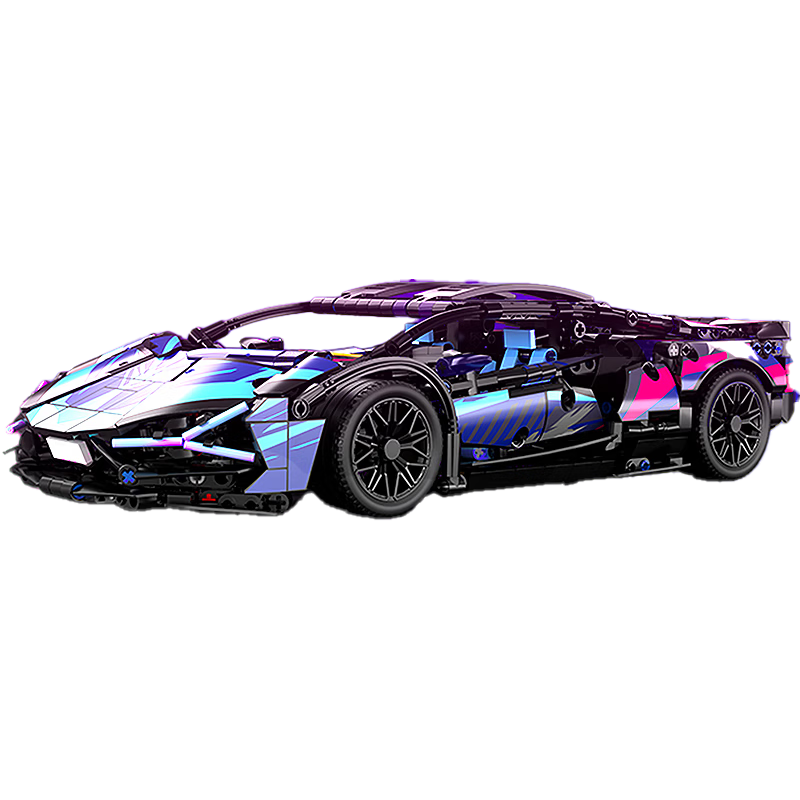 Cute Star Lamborghini Racing Car Building Block Model Compatible with LEGO Toys for Boys Children's Day Gift