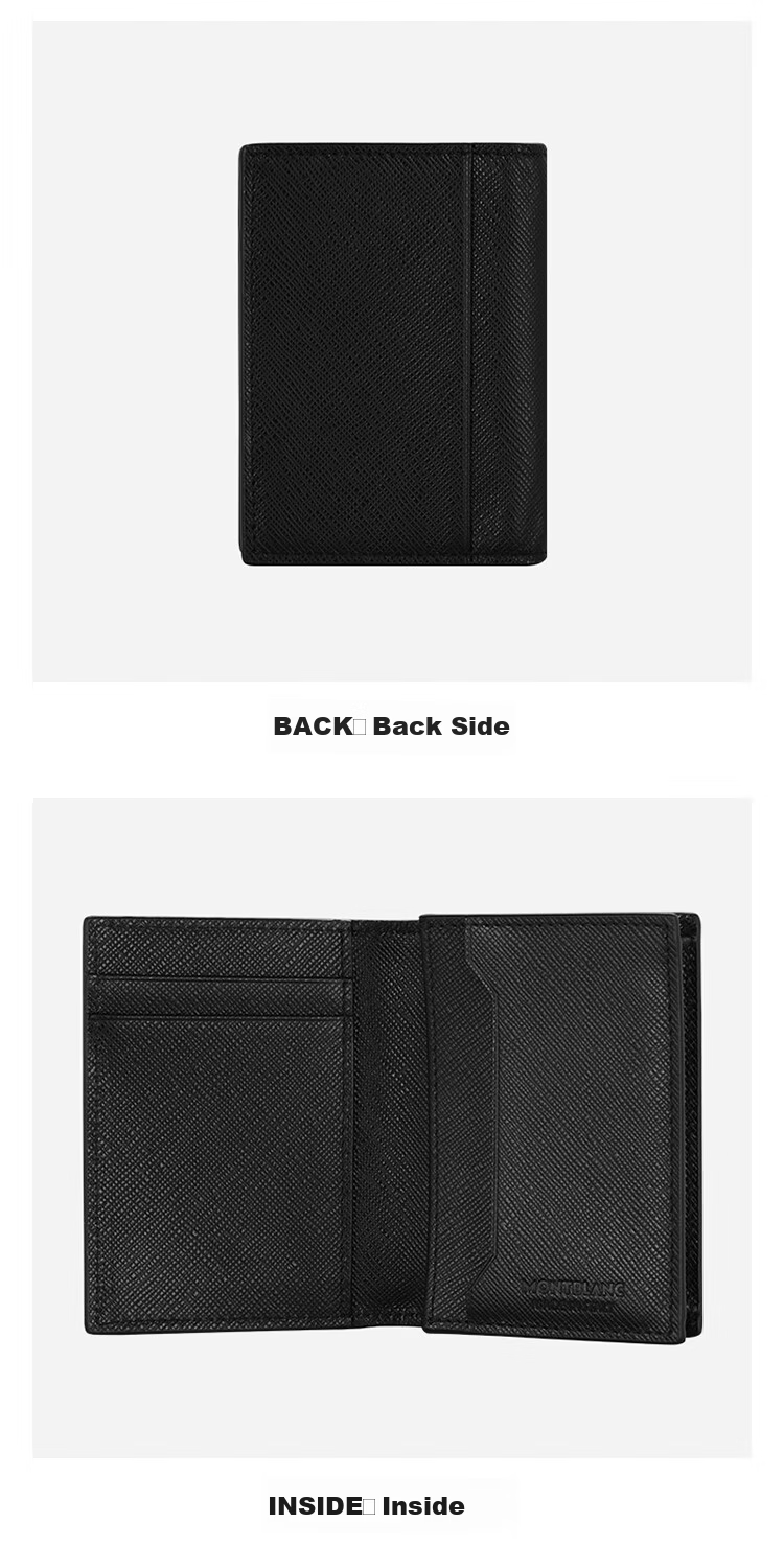 MONTBLANC Men's Craft Series, 4 Card Slots, Black Card Holder, 130322 [520 Gift] 2